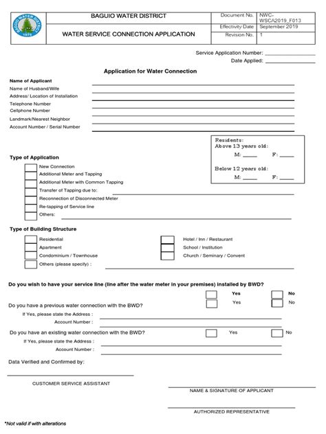 baguio water district application requirements|Baguio Water District Meter Application .